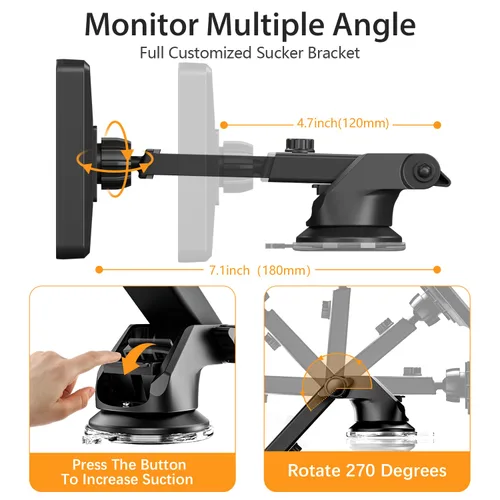 Miniatura 9 de Itomoro Espejos orientados hacia atrás, 2 cámaras de automóvil para niños, pantalla HD ultra ancha de 7 pulgadas 1080P con 2 cámaras de visión