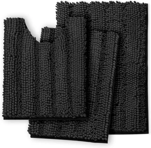 Miniatura 15 de Clara Clark Tapetes para baño de felpilla, tapetes de baño de felpa ultra suaves, lavables a máquina, con parte trasera antideslizante, 44 x 26 Negro