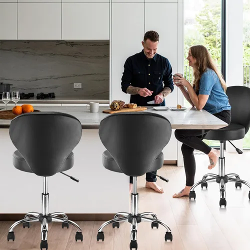 Miniatura 9 de KLASIKA Silla giratoria de cuero con soporte para la espalda, asiento hidráulico ajustable, altura de 22 pulgadas, para oficina, masaje, facial