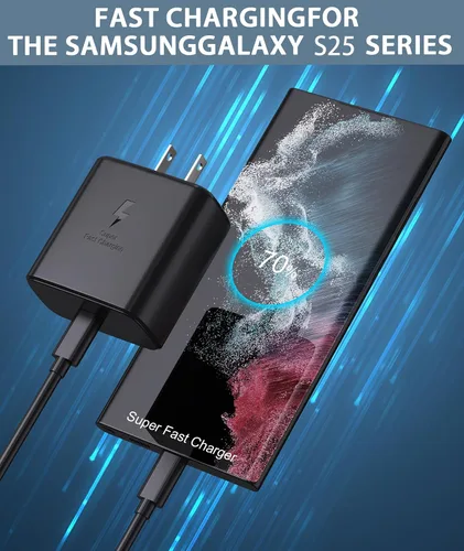 Miniatura 3 de Cargador súper rápido USB C 3.0 de 45 W con carga tipo C, cable trenzado de nailon compatible con cargador Samsung Cable de carga rápida para Galaxy