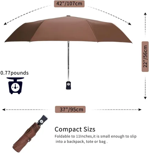 Miniatura 82 de Cuby Paraguas UV compacto plegable paraguas ligero portátil manual paraguas de viaje para resistente a la lluvia y 99% de protección UV con Negro