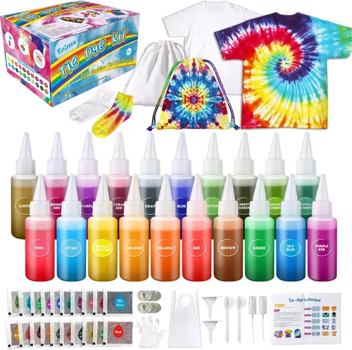 Kit de teñido anudado para niños y adultos, juguete de artes y manualidades para niñas y niños de 6 a 12 años, kits de manualidades de teñido 25