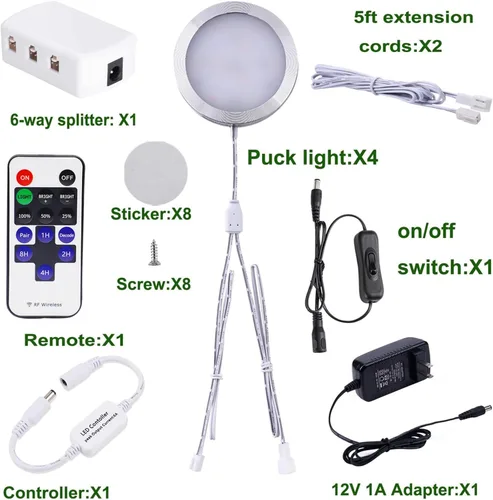 Miniatura 2 de AIBOO - juego enlazable de ledes para colocar debajo del gabinete, luces con soporte delgadas de aluminio de 12 V con control remoto RF inalámbrico