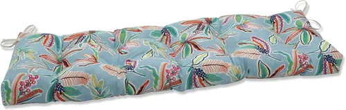 Miniatura 16 de Pillow Perfect Cojín para banco/columpio con diseño capitoné para exteriores/interiores, 56 x 18 pulgadas, azul