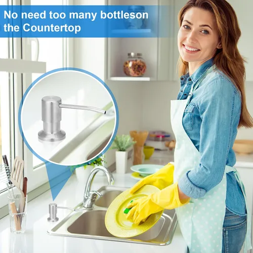 Miniatura 7 de Dispensador de jabón para fregadero integrado, dispensador de jabón para fregadero de cocina, dispensador de jabón inoxidable para fregadero