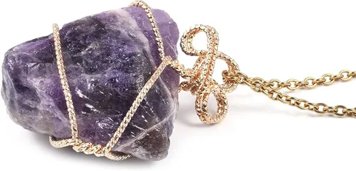 Miniatura 7 de Shop LC - Collares de cristal Juego de collar de piedras preciosas crudas de amatista curativa y cuarzo rosa, fluorita y cristal blanco, citrino