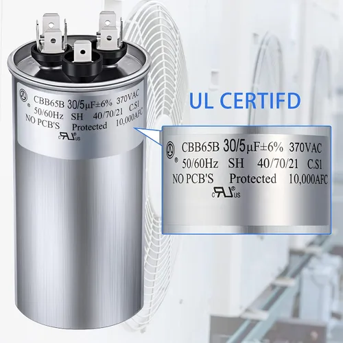 Miniatura 3 de 30/5 MFD uF 370/440V CBB65 Condensador redondo de doble funcionamiento para motor de CA, condensador HVAC, reemplazo de aire acondicionado, bomba