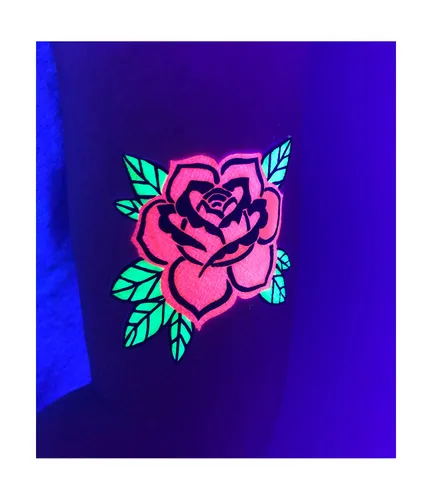 Miniatura 2 de Tatuaje temporal para fiesta de luz negra, 1 hoja, atrapasueños de rosas