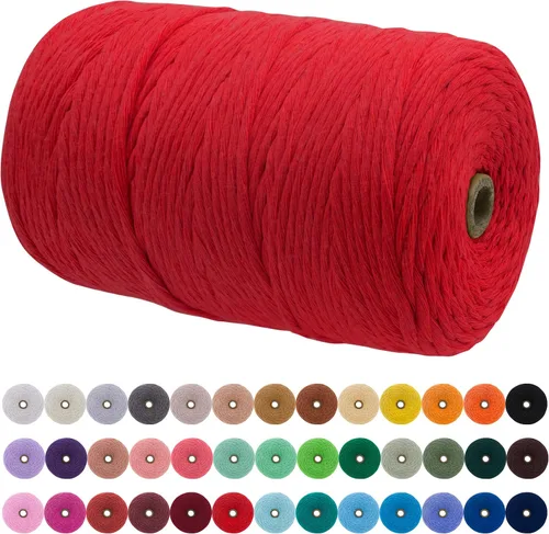 Miniatura 99 de JeogYong Cordón de macramé de un solo hilo 2mm x 164 yardas (492 pies) Cuerda de algodón suave, hilo de macramé 2 mm, suministros de macramé
