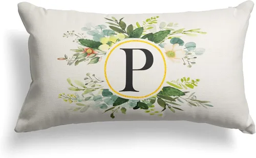 Miniatura 11 de Snycler Fundas de almohada con monograma de letra L, floral, 18 x 18 pulgadas, almohadas de primavera verdes, fundas decorativas de verano, Estilo L