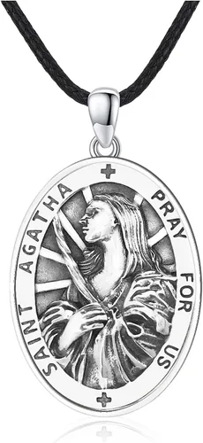 Miniatura 495 de Collar de plata de ley 925 con medalla de San Patrón, colgante de protección católica, amuleto, joyería religiosa para hombres y mujeres