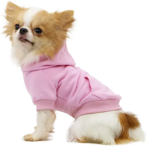 Miniatura 2 de LOPHIPETS Sudaderas con Capucha de Algodón para Perros para Perros Pequeños Chihuahua Ropa para Cachorros Abrigo para Clima Frío-Rosa/S Rosado