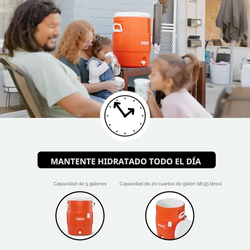 Miniatura 6 de Igloo Enfriador deportivo Dispensador de bebidas aislado con boquilla Estación portátil de lavado de manos Naranja 10 galones