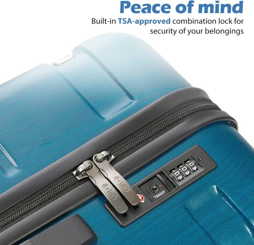 Miniatura 3 de Coolife Maleta de equipaje PC+ABS Spinner incorporado TSA bloqueo 20 in 24 in 28 in Carry on, Blanco