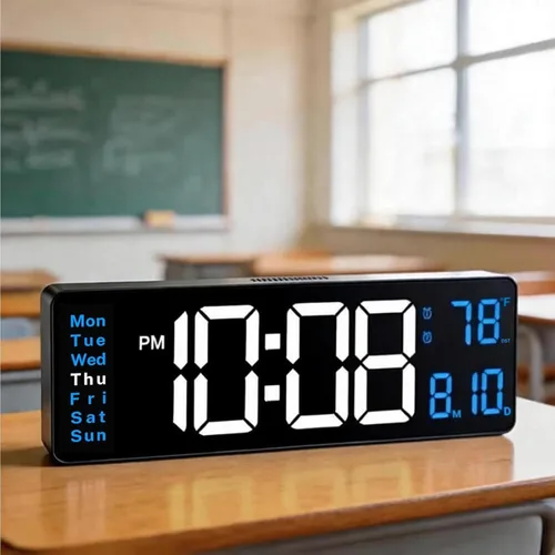 Relojes Digitales de Pared, Pantalla Grande de 16 Pulgadas, Reloj Digital para Aula con Control Remoto, Fecha, Semana, Alarma, Temperatura, Luz