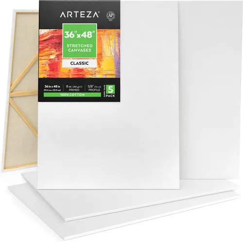 Miniatura 9 de ARTEZA Lienzo estirado, 5 x 7 pulgadas, paquete de 12, lienzo blanco en blanco para pintura para pinturas acrílicas, óleo y gouache