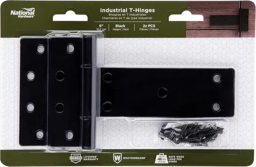 Miniatura 5 de National Hardware N166-035 Bisagras industriales para puerta en T de 6 pulgadas, paquete de 2 unidades de capacidad de 48 libras por bisagra