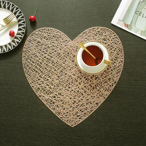 Miniatura 5 de 6 manteles individuales de vinilo metálico de 15 pulgadas con forma de corazón, para el día de San Valentín, Navidad, festival, almuerzo, fiesta