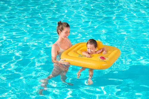 Miniatura 9 de Bestway Flotador inflable para niños pequeños Flotador inflable cuadrado de 3 anillos para bebés de 24 a 36 meses, amarillo
