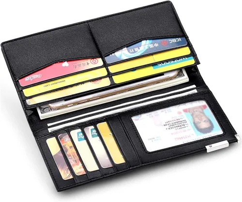Miniatura 4 de JEEBURYEE - Cartera de piel auténtica para hombre, diseño de RFID