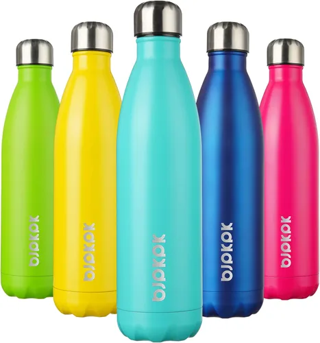 Miniatura 109 de BJPKPK Botellas de agua de acero inoxidable con aislamiento de 17 onzas, mantiene el frío y el calor, brillante oro rosa Oro rosa brillante