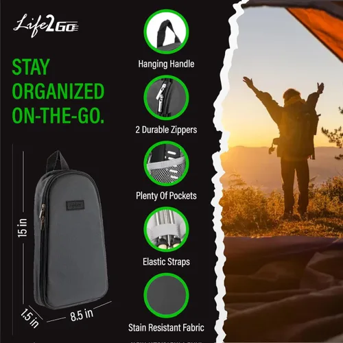Miniatura 5 de Life2Go - Juego de utensilios de cocina de campamento de 12 piezas y equipo de cocina al aire libre, estuche de transporte compacto portátil