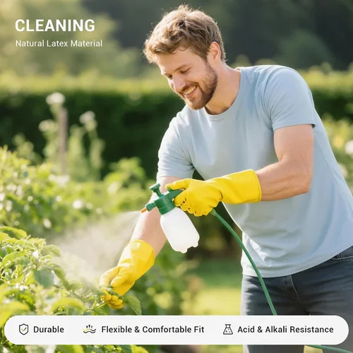 Miniatura 7 de 3 pares de guantes de goma para lavar platos, guantes reutilizables para el hogar para lavar platos, limpieza de cocina, pintura, jardinería