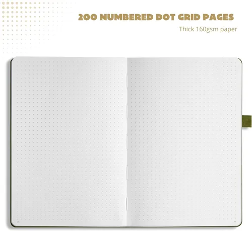 Miniatura 6 de VIVID SCRIBBLES Diario punteado – Papel blanco grueso a prueba de sangrado de 160gsm – 200 páginas de cuadrícula de puntos numerados – Cuaderno