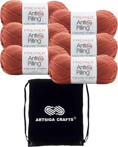 Miniatura 58 de Premier Yarns Everyday Anti-Pelusa Hilo Sólido Verde Pino DN100-8 (6-Madejas - Mismo Lote de Tinta) #4 Peso Estambre Acrílico para Tejer