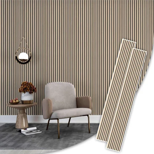 Miniatura 25 de IZODEKOR Paneles de pared acústicos de madera de 23.5 x 23.5 pulgadas (paquete de 2) – Paneles decorativos absorbentes de sonido para decoración
