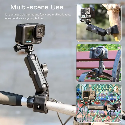 Miniatura 7 de GEPULY Super Clamp Soporte de abrazadera para cámara GoPro Insta360 DJI Accesorios de motocicleta Dual 360 ° Brazo mágico Adaptador de cabezal