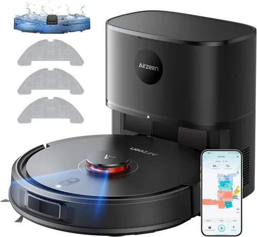 Robot aspirador y fregona, aspirador robot autovaciante con succión de 5000 Pa, navegador láser con aspiradoras robóticas de mapeo inteligente,