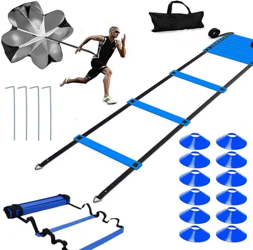 Escalera de agilidad deportiva de 20 pies, equipo de entrenamiento de agilidad para fútbol, ejercicio, tenis, entrenamiento de piernas con