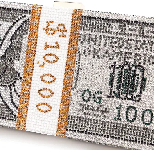 Miniatura 6 de Covelin Bolso de mano Dollar para mujer, bolso de noche con diamantes de imitación