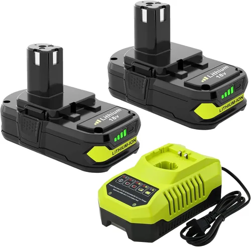 Reemplazo mejorado de 3.6 Ah para batería Ryobi de 18 V (paquete de 2) con cargador compatible con batería Ryobi 18V ONE+ de 3.6Ah P108 P102 P103