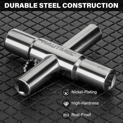 Miniatura 3 de HAUTMEC - Llave de agua sillcock de 4 vías, 1/4", 9/32", 5/16", 11/32" Llave multifunción de acero para llaves de paso, grifos, válvulas y espigas