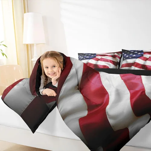 Miniatura 6 de Erosebridal - Juego de edredón con bandera estadounidense, juego de edredón de plumón tamaño individual para niños y adolescentes, juego de edredón