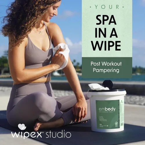 Miniatura 4 de Wipex Embody Body Wipes - Paño grande a base de plantas con aceite de árbol de té para una limpieza rápida, ideal para atletas, yoga, gimnasio