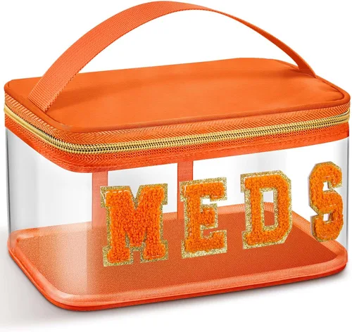 Miniatura 12 de Geetery Bolsa de Letras de Chenilla, Estuches de Viaje Meds Cheer Regalos para Porristas Bolsa de Cosméticos Maquillaje de Nylon Portátil Preppy