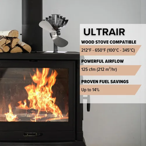 Miniatura 5 de Ecofan UltrAir, Ventilador a calor, para horno a leña, mediano, hecho en Canadá., NA, Nickel Blade, M Níquel