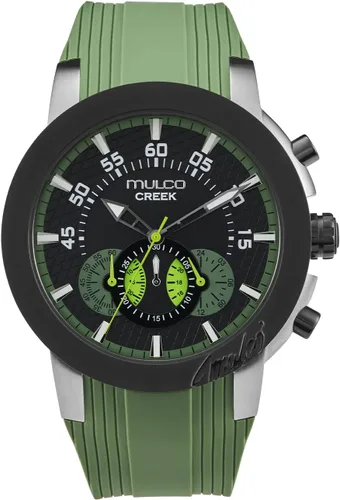 MULCO Relojes para hombre - Creek, caja de acero inoxidable con correa de silicona para la muñeca, movimiento multifuncional de cuarzo, pantalla