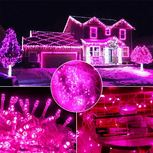 Miniatura 3 de Decoraciones de Navidad y San Valentín, luces de cuerda led rosas, 66 pies 200 LED, luces de hadas impermeables IP44 para interior y exterior, 8