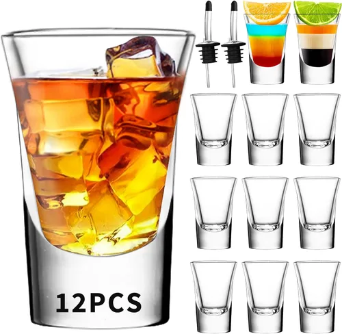 Miniatura 7 de SuproBarware Juego de 12 vasos de chupito a granel de 1.2 onzas con base pesada, ideal para tequila, vodka, licor