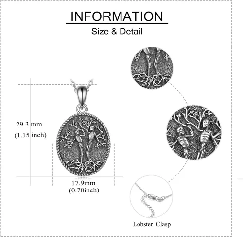 Miniatura 41 de ONEFINITY Collar de plata de ley 925 con diseño de árbol de la vida con colgante de nudo celta de concha de abulón para mujer
