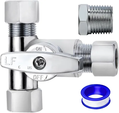 Miniatura 13 de Válvula de Parada Recta Pex de 1/2", Válvula de Cierre para Lavabo e Inodoro, Paquete de 2 Válvulas de Parada Recta Giratorias 3/8" DE Compresión X