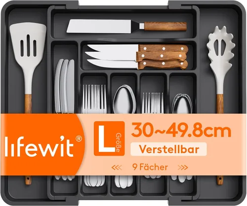 Miniatura 12 de Lifewit Organizador de Cajón para Cubiertos, Organizador Expandible de Utensilios para Cajones de Cocina, Bandeja Ajustable para Cubiertos y Menaje