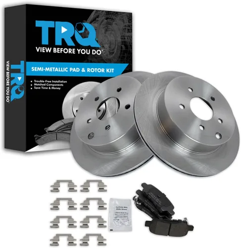 Miniatura 39 de TRQ Juego de pastillas de freno semimetálicas traseras y rotores compatibles con Chevrolet Trailblazer 02-06 Trailblazer EXT 04-06 SSR 02-07 GMC