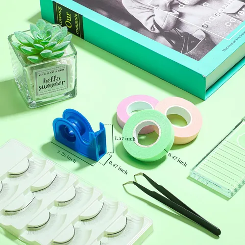 Miniatura 2 de Maitys 3 rollos de cinta de pestañas para extensiones de pestañas con cortador dispensador, tela transpirable, cinta de polietileno debajo