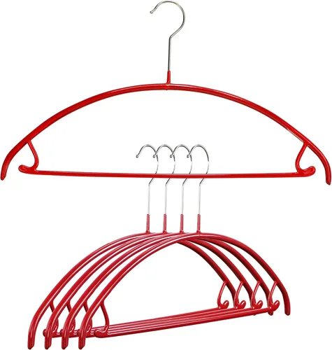 Miniatura 12 de Mawa by Reston Lloyd - Percha de metal antideslizante, soporte de hombro suave con ganchos para falda/barra de pantalones, modelo 42-U, color Plata