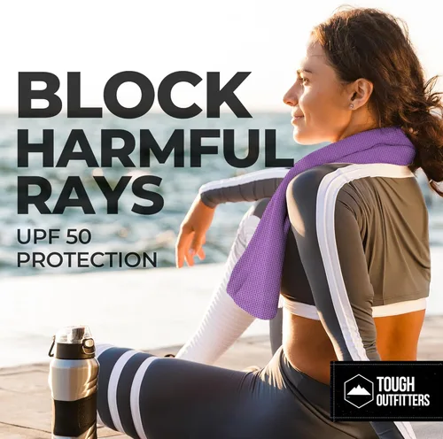 Miniatura 4 de Tough Outdoors Toallas de enfriamiento para cuello y cara, toalla de enfriamiento para el cuello para clima caliente, yoga, deportes, golf, sudor
